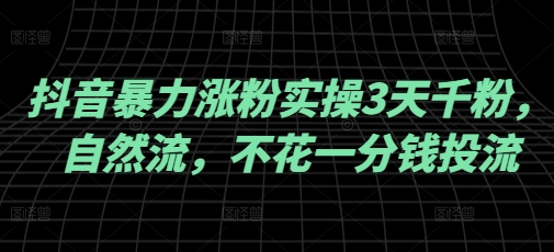 抖音暴力涨粉实操3天千粉，自然流，不花一分钱投流，实操经验分享-海鸥团