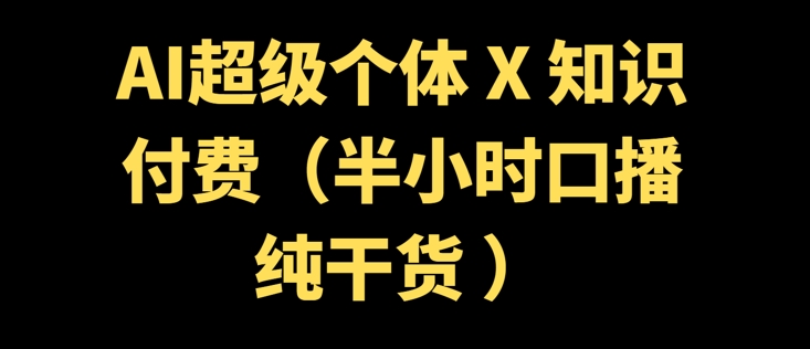AI超级个体 + 知识付费(半小时口播纯干货 )-海鸥团